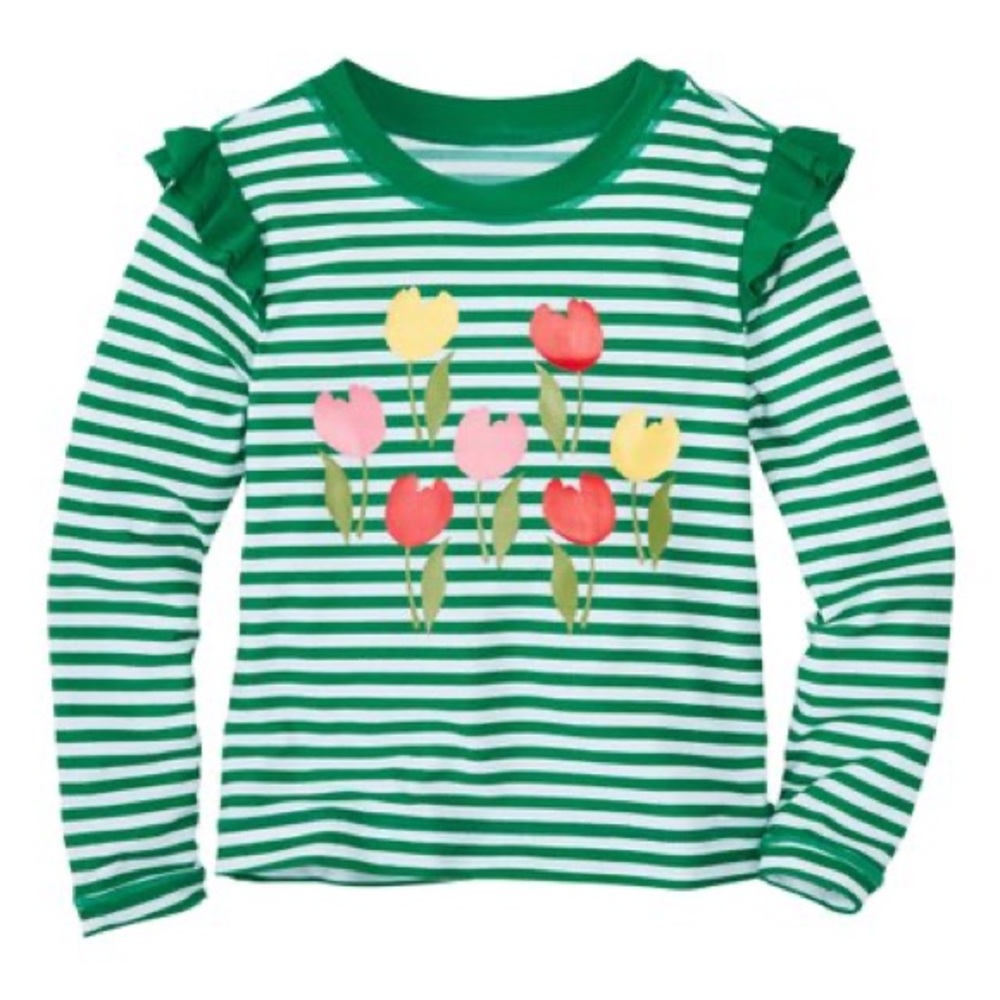 Hanna Andersson | Tall Green Grass Tulip Stripe Sun-Ready Rashguard 140
